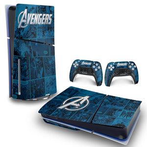 Skin Anti-Rage PS5 Slim Horizontal - Avengers Vingadores Comics - Pop Arte Skins