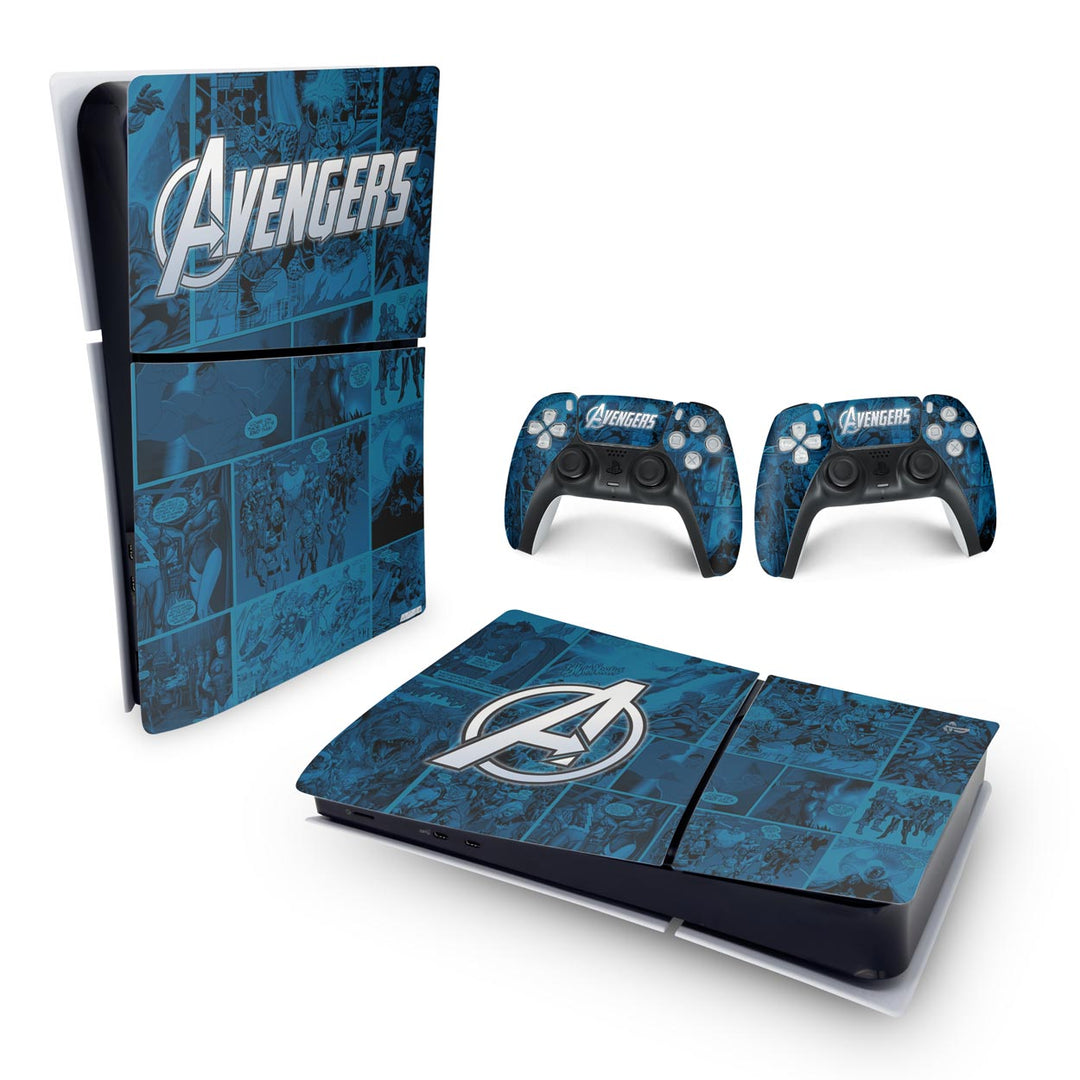 Skin Anti-Rage PS5 Slim Horizontal - Avengers Vingadores Comics - Pop Arte Skins - foto 4