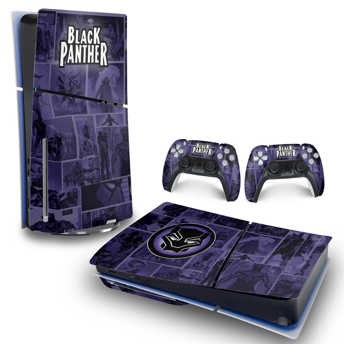 Skin Anti-Rage PS5 Slim Horizontal - Pantera Negra Comics