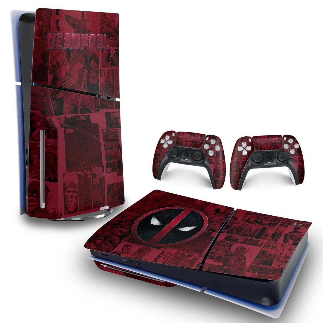 Skin Anti-Rage PS5 Slim Horizontal - Deadpool Comics - Pop Arte Skins