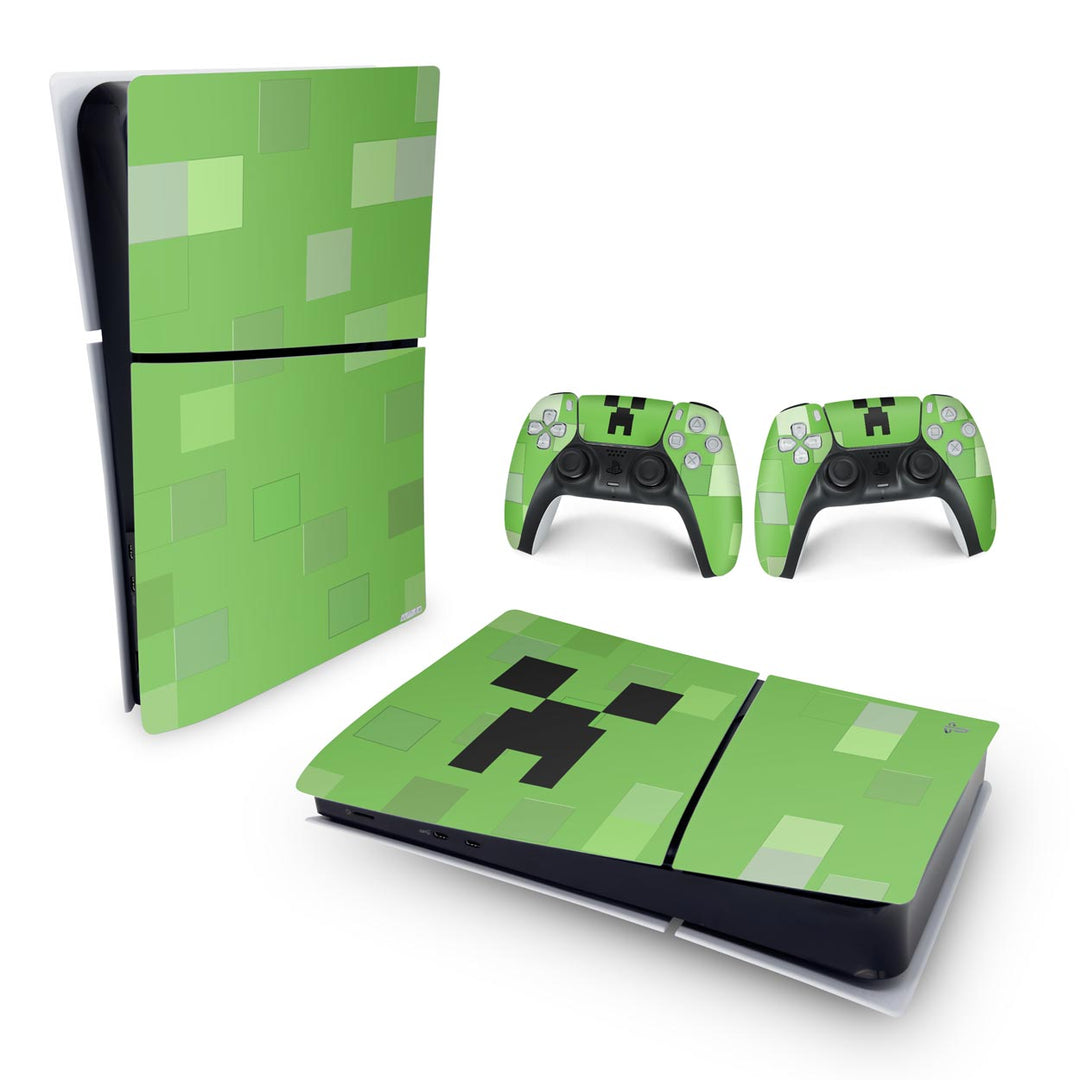 Skin Anti-Rage PS5 Slim Horizontal - Creeper Minecraft - Pop Arte Skins - foto 4