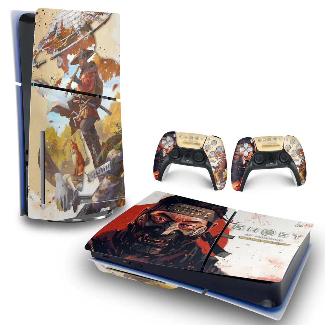Skin Anti-Rage PS5 Slim Horizontal - Ghost Of Tsushima Director's Cut - Pop Arte Skins