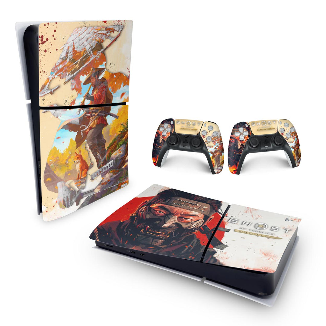 Skin Anti-Rage PS5 Slim Horizontal - Ghost Of Tsushima Director's Cut - Pop Arte Skins - foto 4