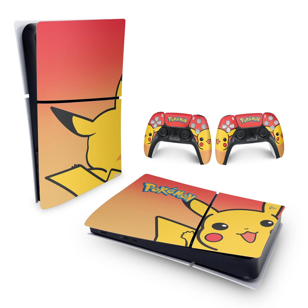 Skin Anti-Rage PS5 Slim Horizontal - Pokemon Pikachu - Pop Arte Skins - foto 4