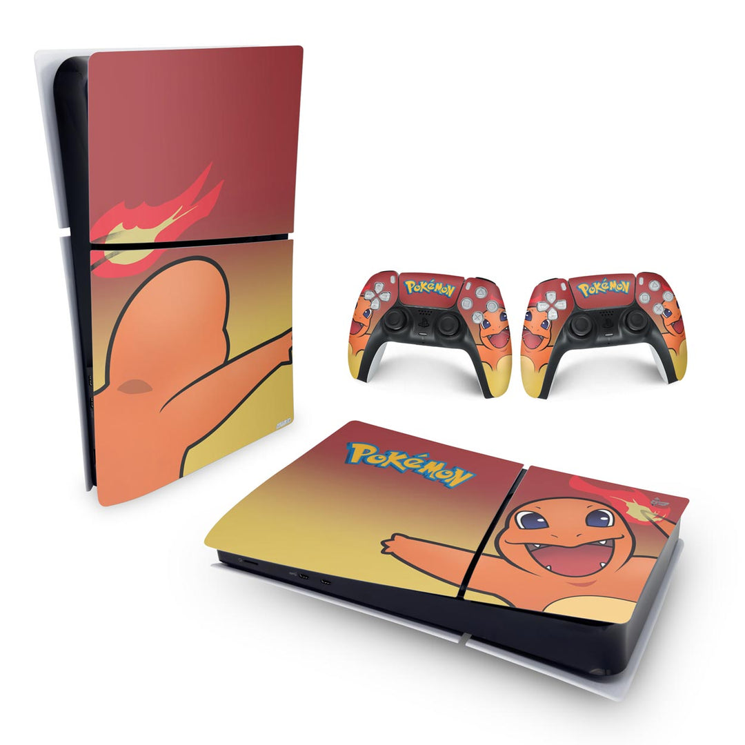 Skin Anti-Rage PS5 Slim Horizontal - Pokemon Charmander - Pop Arte Skins - foto 4