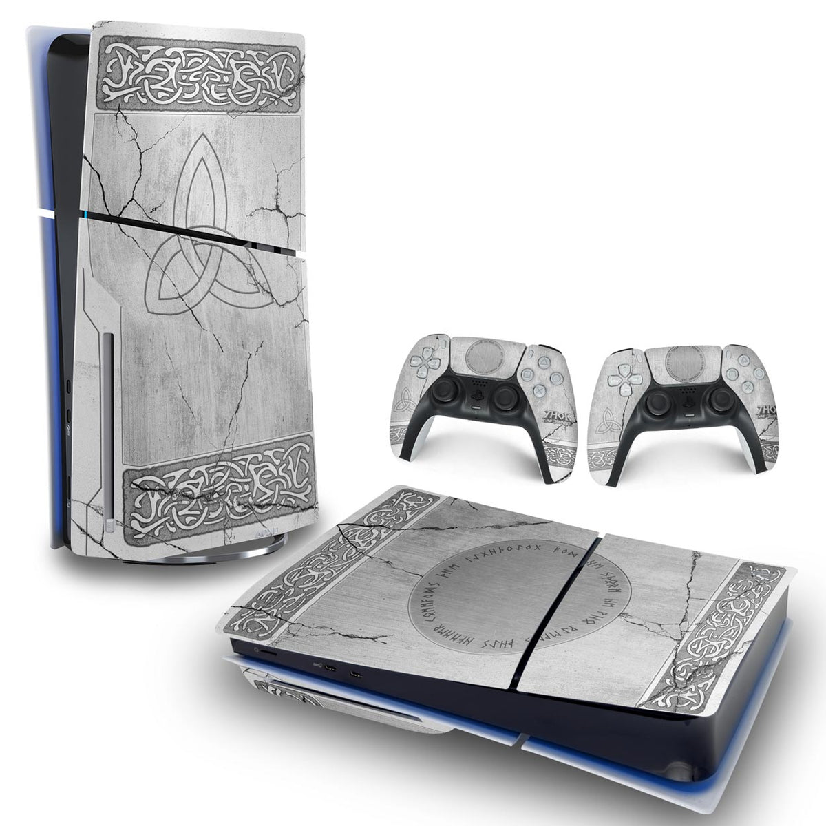 Skin Anti-Rage PS5 Slim Horizontal - Mjolnir Thor Amor e Trovão