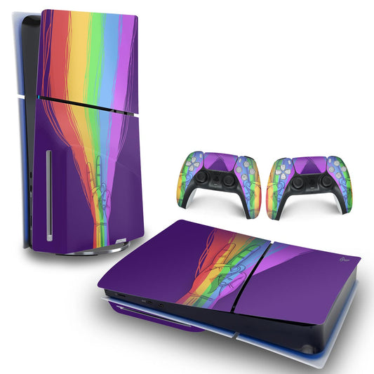Skin Anti-Rage PS5 Slim Horizontal - Rainbow Colors Colorido
