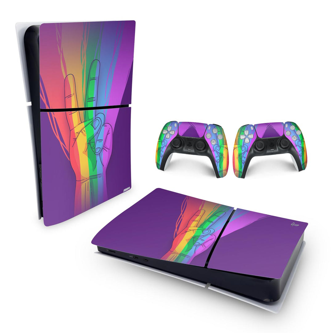 Skin Anti-Rage PS5 Slim Horizontal - Rainbow Colors Colorido - Pop Arte Skins - foto 4