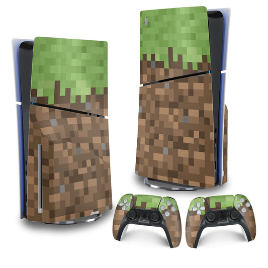 Skin Anti-Rage PS5 Slim Vertical - Minecraft