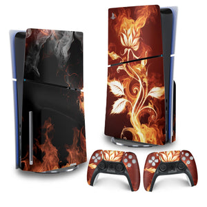 Skin Anti-Rage PS5 Slim Vertical - Fire Flower - Pop Arte Skins