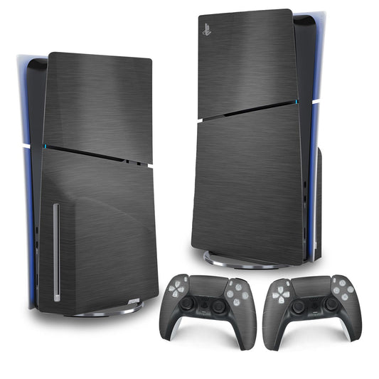 Skin Anti-Rage PS5 Slim Vertical - Aço Escovado Cinza