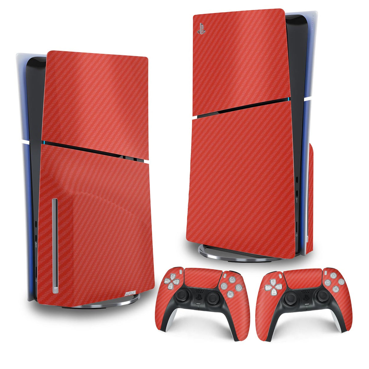 Skin Anti-Rage PS5 Slim Vertical - Fibra de Carbono Vermelho