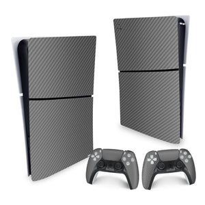 Skin Anti-Rage PS5 Slim Vertical - Fibra de Carbono Cinza Grafite