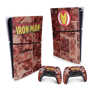 Skin Anti-Rage PS5 Slim Vertical - Homem De Ferro Comics - Pop Arte Skins - foto 4