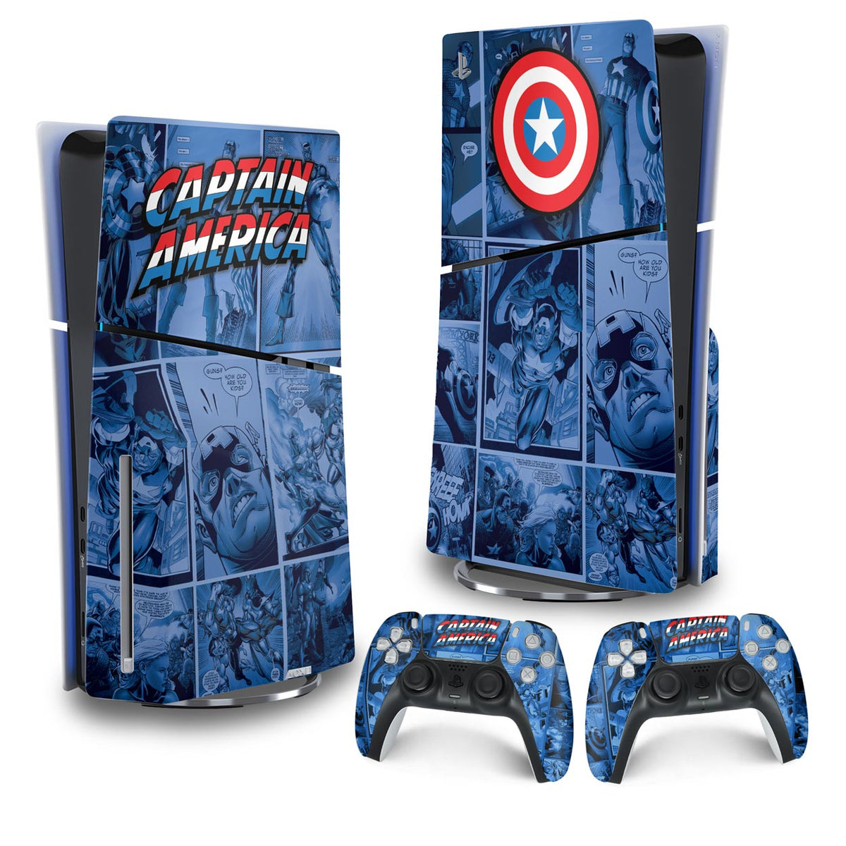 Skin Anti-Rage PS5 Slim Vertical - Capitão América Comics