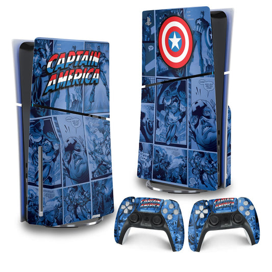 Skin Anti-Rage PS5 Slim Vertical - Capitão América Comics