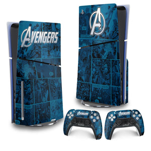Skin Anti-Rage PS5 Slim Vertical - Avengers Vingadores Comics - Pop Arte Skins