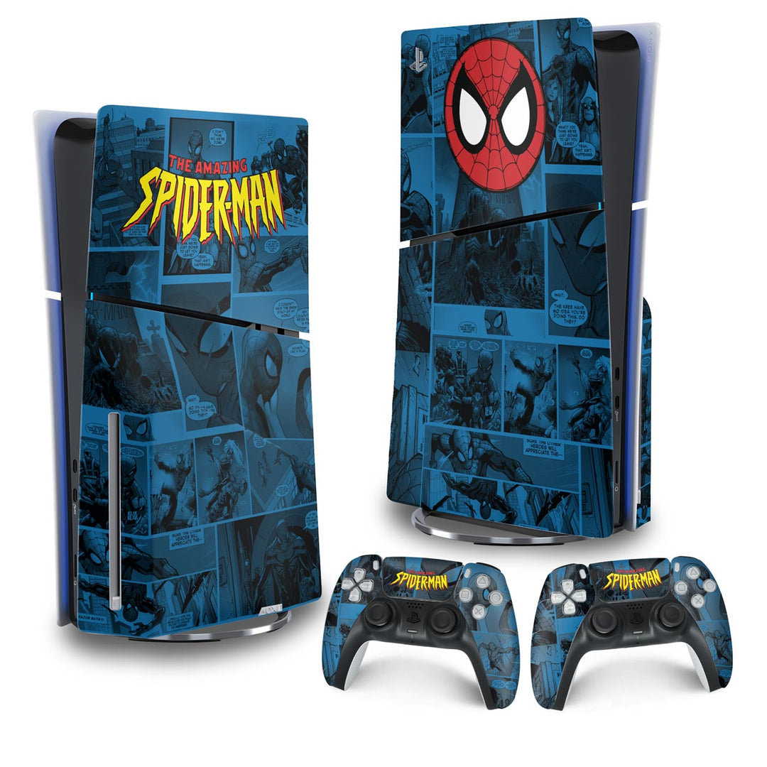 Skin Anti-Rage PS5 Slim Vertical - Homem-Aranha Spider-Man Comics - Pop Arte Skins