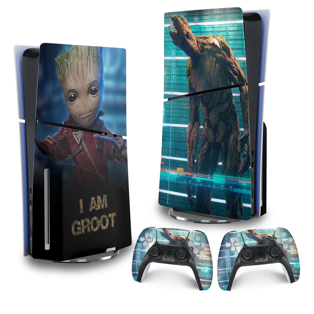 Skin Anti-Rage PS5 Slim Vertical - Baby Groot - Pop Arte Skins