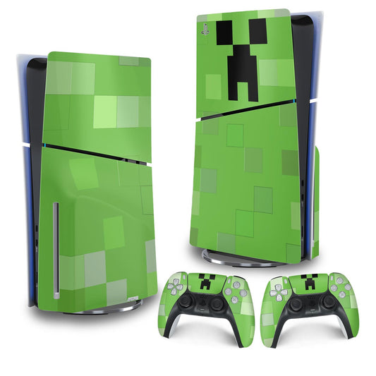 Skin Anti-Rage PS5 Slim Vertical - Creeper Minecraft