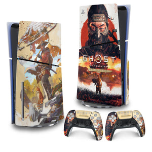 Skin Anti-Rage PS5 Slim Vertical - Ghost Of Tsushima Director's Cut - Pop Arte Skins
