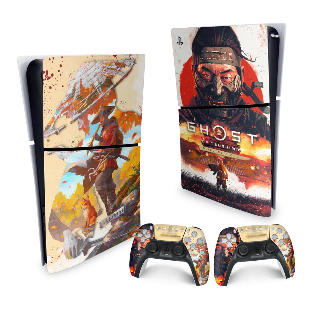 Skin Anti-Rage PS5 Slim Vertical - Ghost Of Tsushima Director's Cut - Pop Arte Skins - foto 4