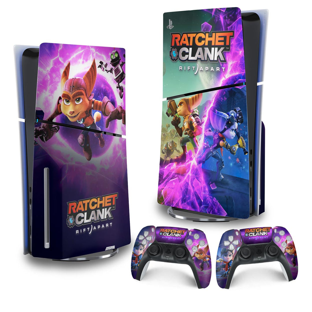Skin Anti-Rage PS5 Slim Vertical - Ratchet & Clank Rift Apart - Pop Arte Skins