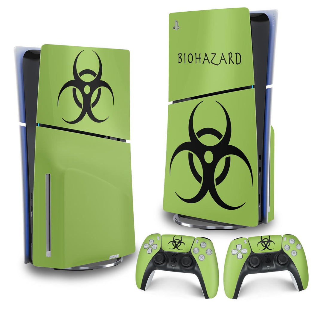 Skin Anti-Rage PS5 Slim Vertical - Biohazard Radioativo - Pop Arte Skins