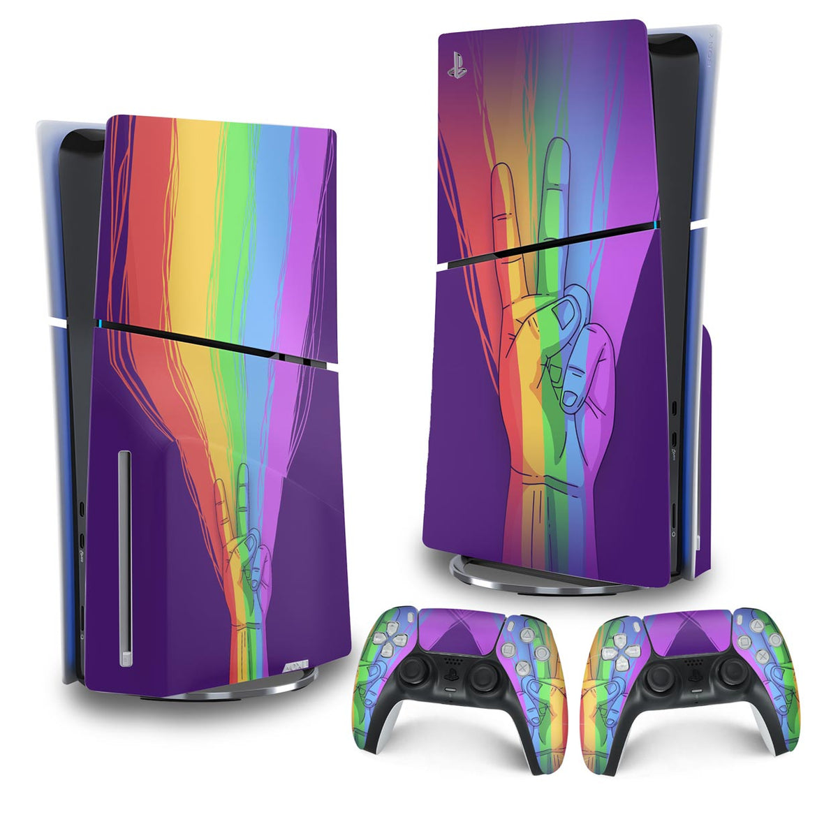 Skin Anti-Rage PS5 Slim Vertical - Rainbow Colors Colorido