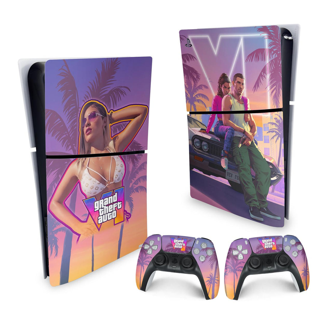Skin Anti-Rage PS5 Slim Vertical - GTA 6 VI - Pop Arte Skins - foto 4