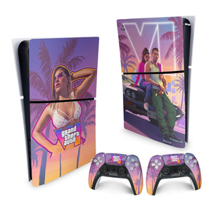 Skin Anti-Rage PS5 Slim Vertical - GTA 6 VI - Pop Arte Skins - foto 4