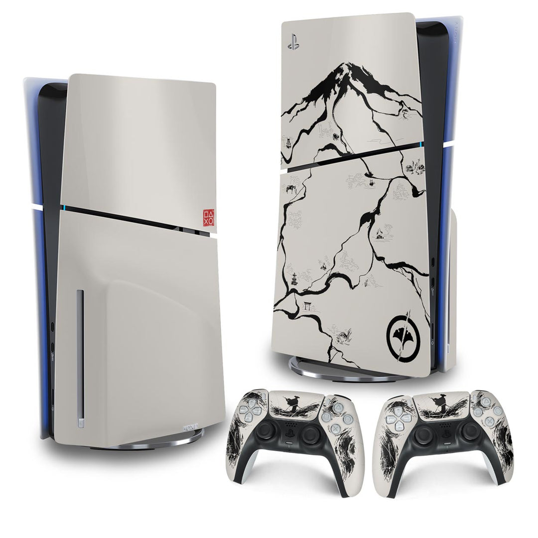 Skin Anti-Rage PS5 Slim Vertical - Ghost Of Yotei - Pop Arte Skins