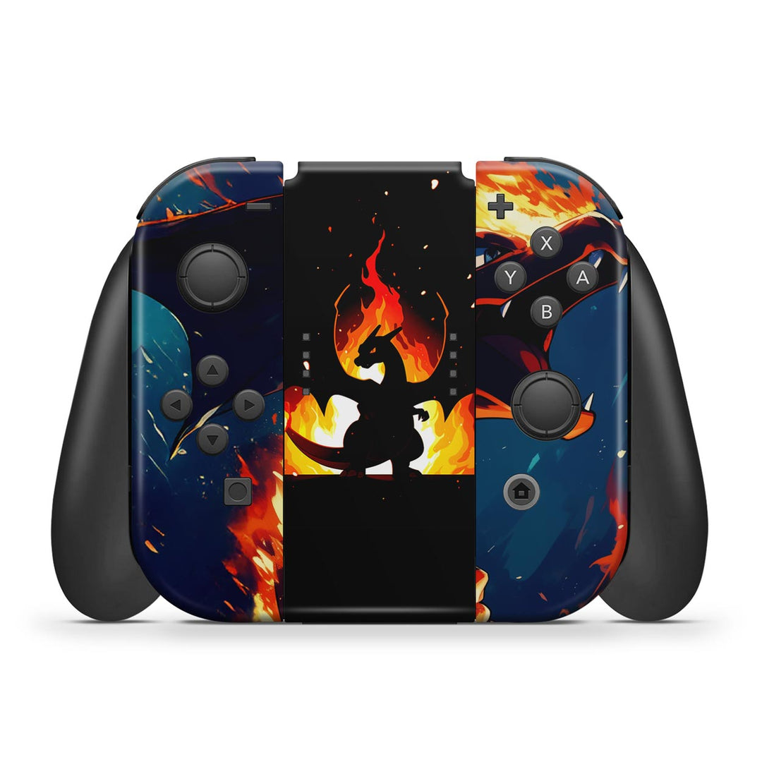 Skin Anti-Rage Nintendo Switch 1 Oled - Chamas de Charizard - Pop Arte Skins - foto 3
