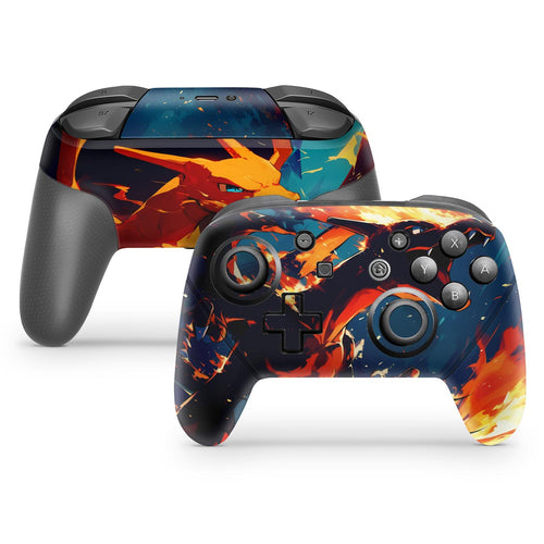 Skin Anti-Rage Nintendo Switch 1 Pro Controle - Chamas de Charizard