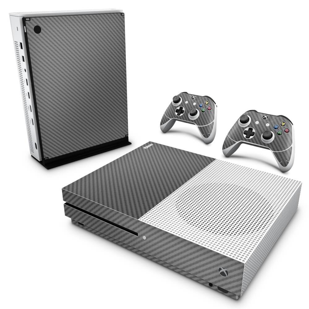 Xbox One Slim Skin Anti-Rage - Fibra de Carbono Cinza Grafite