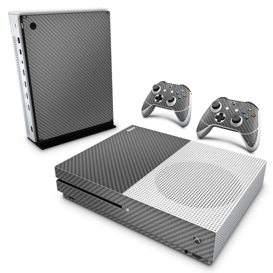 Xbox One Slim Skin Anti-Rage - Fibra de Carbono Cinza Grafite