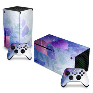 Skin Anti-Rage Xbox Series X Horizontal - Folhas Lilás - Pop Arte Skins