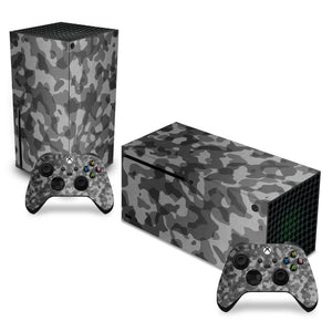 Skin Anti-Rage Xbox Series X Horizontal - Camuflado Cinza - Pop Arte Skins