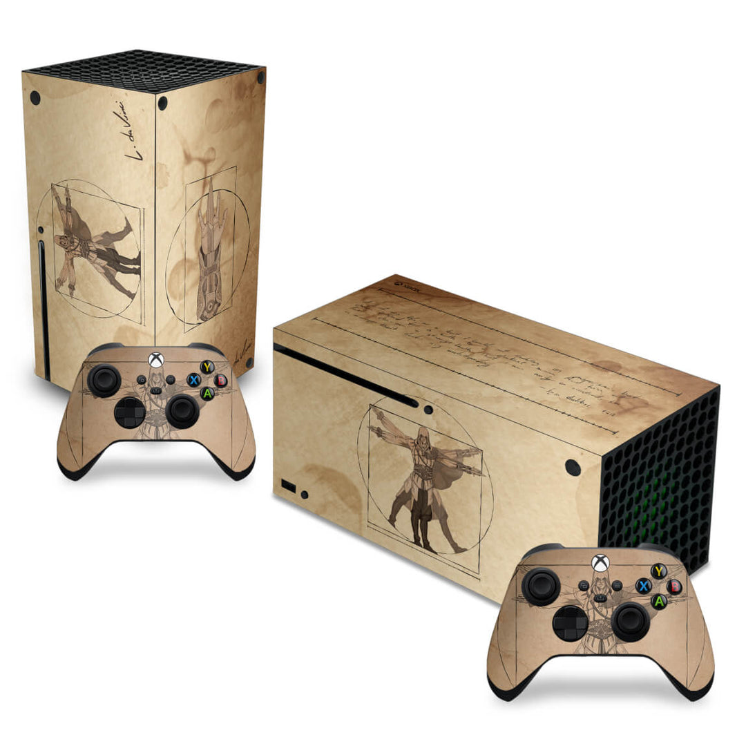 Skin Anti-Rage Xbox Series X Horizontal - Assassin’S Creed Vitruviano - Pop Arte Skins