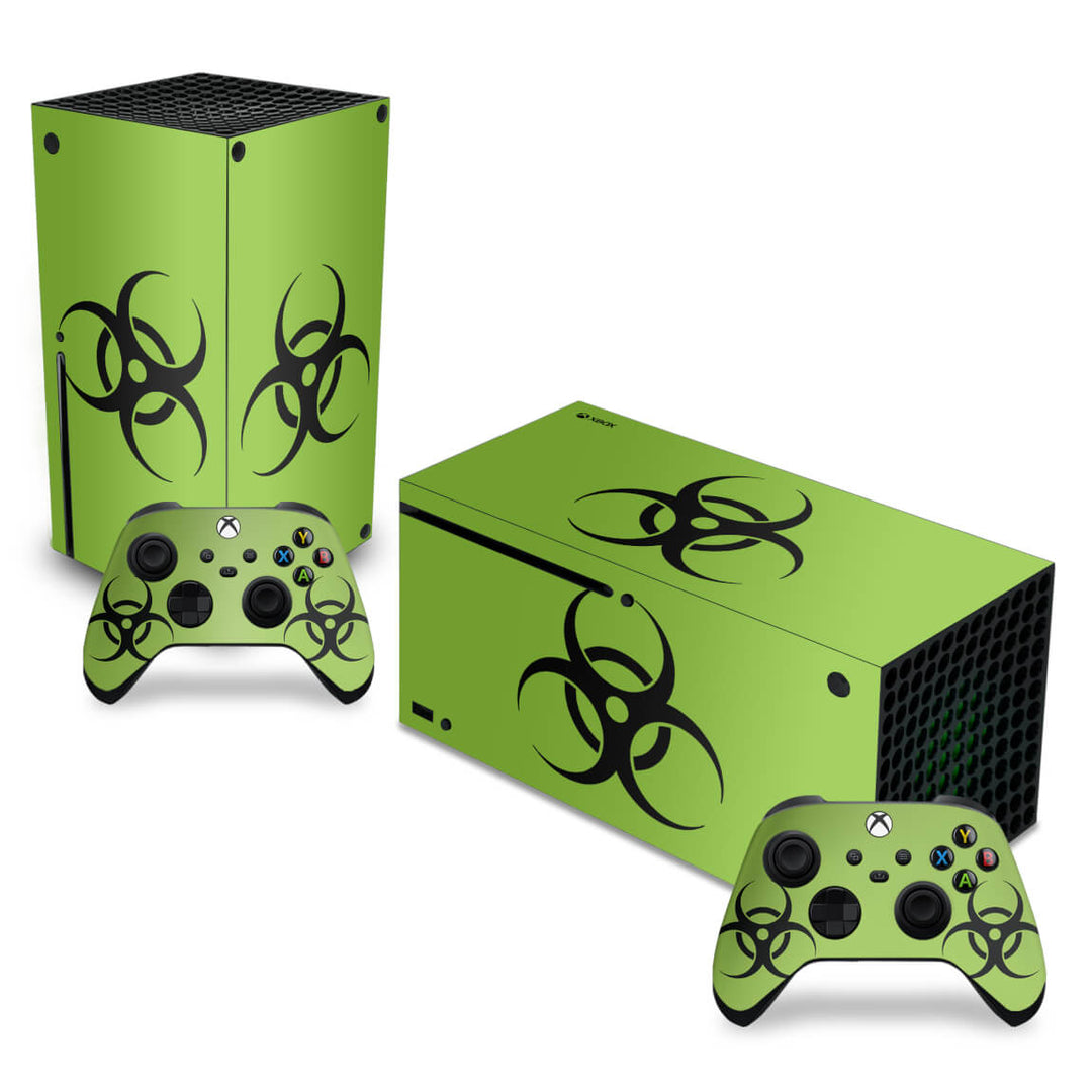 Skin Anti-Rage Xbox Series X Horizontal - Biohazard Radioativo - Pop Arte Skins