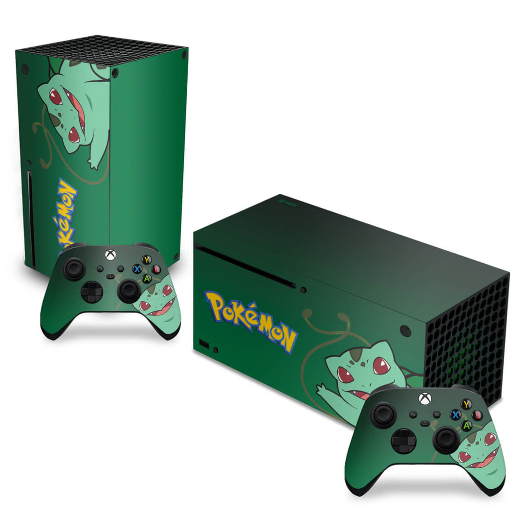 Skin Anti-Rage Xbox Series X Horizontal - Pokemon Bulbasaur - Pop Arte Skins