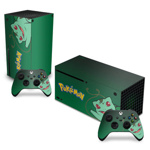 Skin Anti-Rage Xbox Series X Horizontal - Pokemon Bulbasaur - Pop Arte Skins