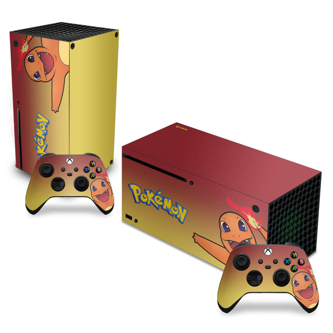 Skin Anti-Rage Xbox Series X Horizontal - Pokemon Charmander - Pop Arte Skins