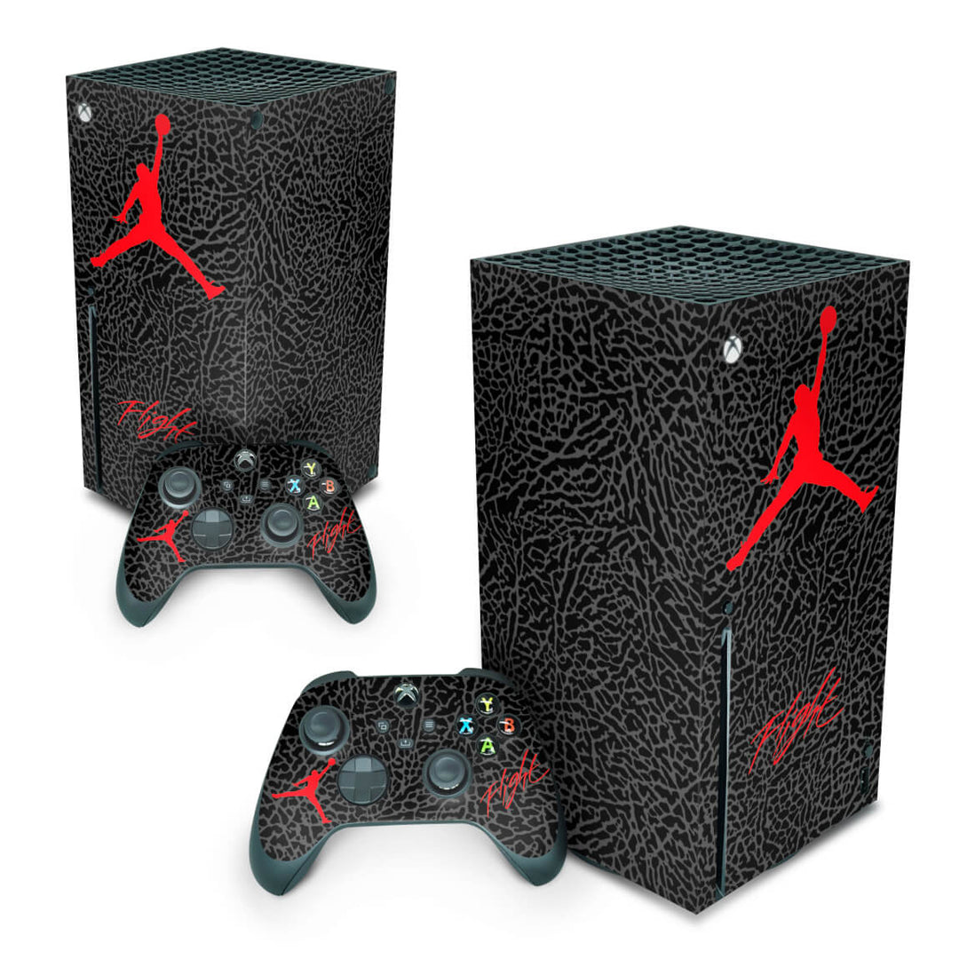 Skin Anti-Rage Xbox Series X Vertical - Jordan Flight - Pop Arte Skins