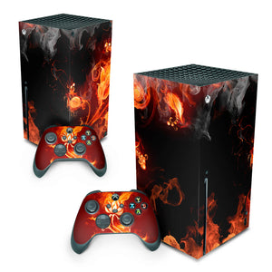 Skin Anti-Rage Xbox Series X Vertical - Fire Flower - Pop Arte Skins
