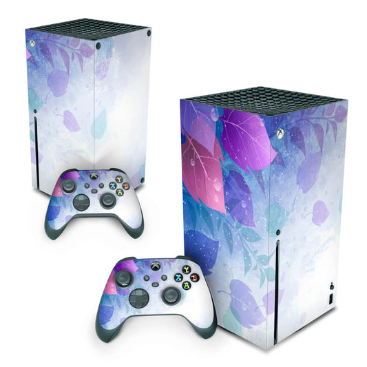 Xbox Series X Skin Anti-Rage Vertical - Folhas Lilás