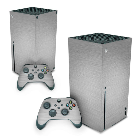 Xbox Series X Skin Anti-Rage Vertical - Aço Escovado Cinza