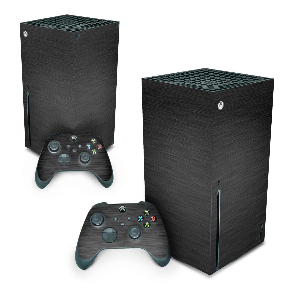Xbox Series X Skin Anti-Rage Vertical - Aço Escovado Preto