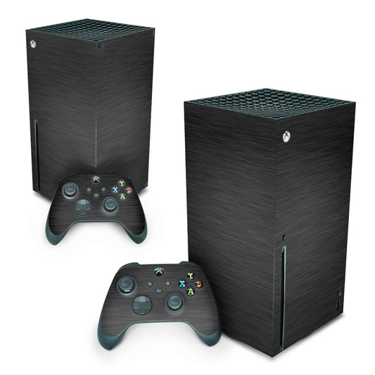 Xbox Series X Skin Anti-Rage Vertical - Aço Escovado Preto