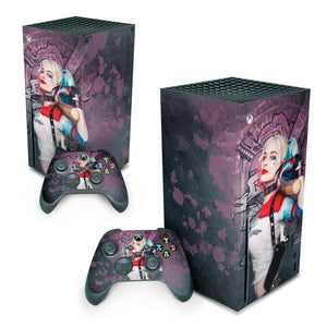 Skin Anti-Rage Xbox Series X Vertical - Arlequina Harley Quinn - Pop Arte Skins